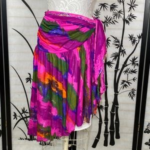 Oscar de la Renta Sarong Swim Skirt Women Small  Ties at Waist Beach Vacation